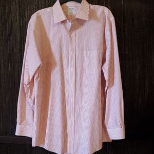 Brooks Brothers Men's Red and White Striped Dress Shirt